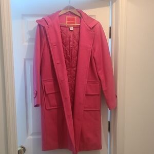 Isaac Mizrahi Pink Trench Coat with Hood